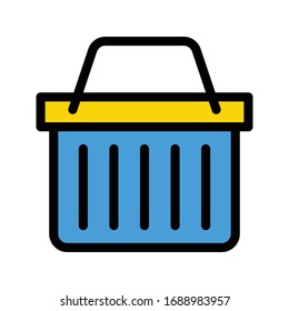 basket vector flat color icon 