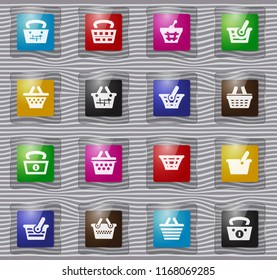 Basket vector glass icons for user interface design