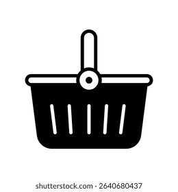 Basket Vector Icon for Black Friday Shopping. Retail shopping basket illustration, consumer buying concept, sale cart design