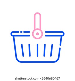 Basket Vector Icon for Black Friday Shopping. Retail shopping basket illustration, consumer buying concept, sale cart design