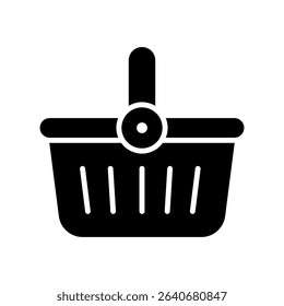 Basket Vector Icon for Black Friday Shopping. Retail shopping basket illustration, consumer buying concept, sale cart design