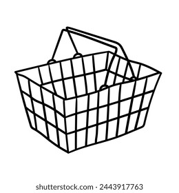 Basket vector icon in doodle style. Symbol in simple design. Cartoon object hand drawn isolated on white background.