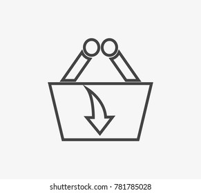 Basket vector icon on light grey background