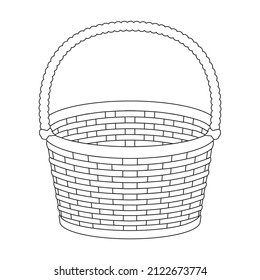 Icono vectorial de la cesta. Icono de vector de contorno aislado en la cesta de fondo blanco.