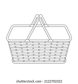 Icono vectorial de la cesta. Icono de vector de contorno aislado en la cesta de fondo blanco.