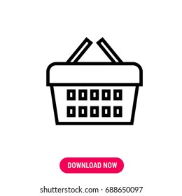 Basket vector icon, The outlined symbol of wicker basket. Simple, modern flat vector illustration for mobile app, website or desktop app  