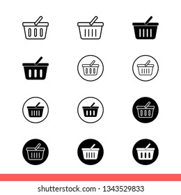 Basket vector icon set, shopping symbol. Simple, flat design for web or mobile app