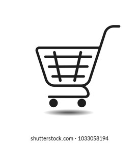 basket vector icon with shadow fow web. Grocery shopping, special offer, vector line icon design.trolley icon