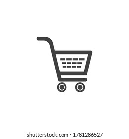 Icono vectorial de cesta, firma de compra en línea de tienda o concepto de tienda electrónica