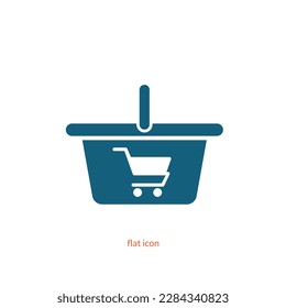 Basket vector icon, Shopping Sign isolated on white background. 
