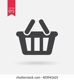 Basket Vector Icon, Shopping Sign Isolated On White Background. Online Shop Or E-shop Concept. Flat Design Style