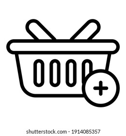 icono de línea vectorial de cesta, icono de compra y venta de descuento.