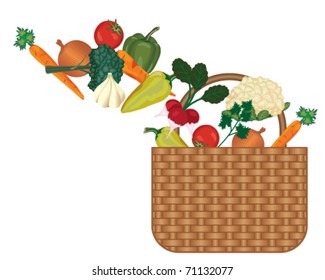 Basket and vegetables