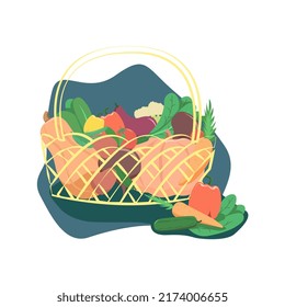 basket of vegetables, cartoon, concept, set