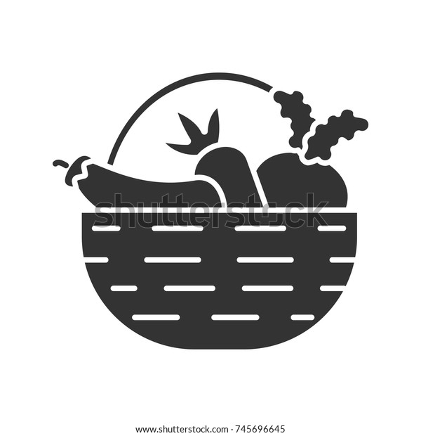 野菜の絵の付いたバスケット 秋の収穫 ニンジン ナス ビート シルエット記号 負のスペース ベクターイラスト のベクター画像素材 ロイヤリティフリー