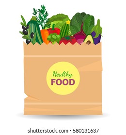 Basket with vegetables isolated on white background. Vector illustration.