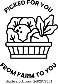A basket of vegetables is picked for you from a farm