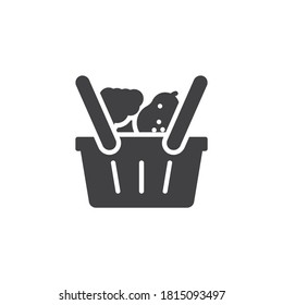 Basket with vegetables vector icon. filled flat sign for mobile concept and web design. Grocery shopping basket glyph icon. Symbol, logo illustration. Vector graphics