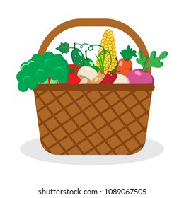 Basket with vegetables. Vector illustration