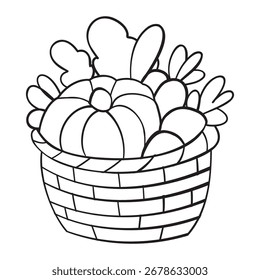  basket with vegetables, vector illustration