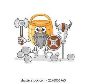 the basket viking with an ax illustration. character vector