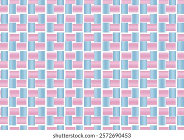 Basket wear pattern. Abstract pink and blue geometric background texture.