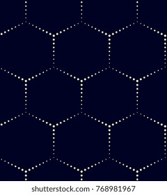 Basket weave abstract pattern. Simple geometric all over motif dot line design. Dotted hexagon print block for tweed fabric, apparel textile, wallpaper. Brickwall texture vector seamless ornament.