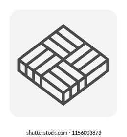 Basket weave bond pattern vector icon. For paving floor material i.e. parquet wood, tile. And stone, cobblestone, brick, concrete block for landscape i.e. garden, road, driveway, patio, walkway.