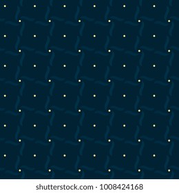 Basket weave ditzy pattern. Simple geometric all over motif dot line design. Navy blue decorative print block for cloth fabric, apparel textile, wallpaper. Oriental sea waves vector seamless ornament.