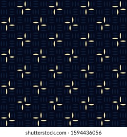 Basket weave hatching pattern modern oriental design. Running stitch embroidery repeat motif. Simple geometric allover print block for male shirt, patchwork fabric, home textile, wrapping cloth.