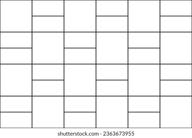 Arrière-plan carrelé de tissage de panier. Texture du trottoir. Surface de paroi en pierre ou en brique céramique. Disposition en mosaïque de fond de cuisine. Douche, salle de bain ou toilette au sol. Illustration vectorielle