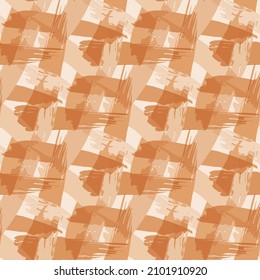 Basket weave vector seamless pattern background. Loose organic painterly brush stroke blend backdrop. Ochre faux watercolor rough rattan fabric style. Irregular crinkle cloth texture print for summer.