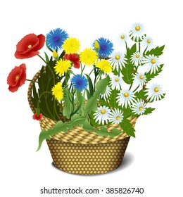 Basket with wild flowers