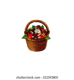 Basket with wild mushrooms