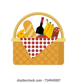 Basket with Wine and Cheese