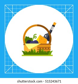 Basket with Wine and Cheese Icon