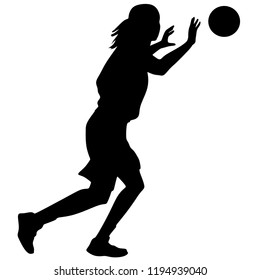 Basket, Women's Basketball, Silhouette on White Background