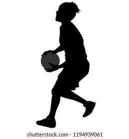 Basket, Women's Basketball, Silhouette on White Background