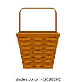 Basket Woven from Bark Strips as Container for Harvesting and Storage Vector Illustration