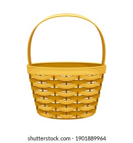 Basket Woven from Bark Strips as Container for Harvesting and Storage Vector Illustration