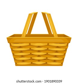 Basket Woven from Bark Strips as Container for Harvesting and Storage Vector Illustration