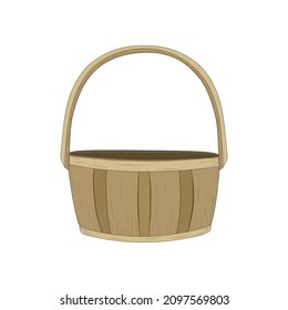 Basket Woven from Bark Strips as Container for Harvesting and Storage Vector Illustration