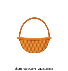 Basket Woven from Bark Strips as Container for Harvesting and Storage Vector Illustration Eps 10