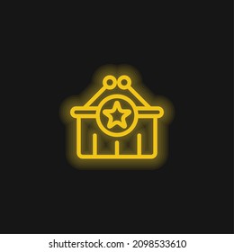 Basket yellow glowing neon icon
