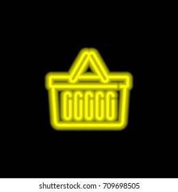 Basket yellow glowing neon ui ux icon. Glowing sign logo vector