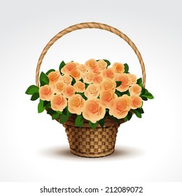 Basket of Yellow Roses Isolated