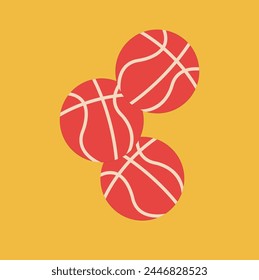 basketball 2d illustration with orange background