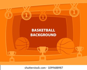 Basketball 3D abstract background with paper cut shapes