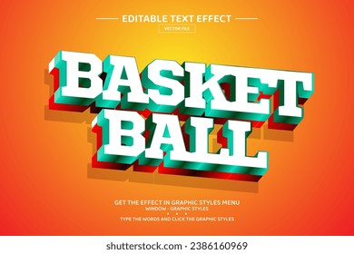 Basketball 3D editable text effect template