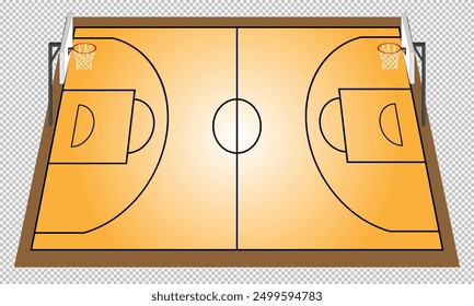 Basketball 3D. Basketball field 3D. Basketball field with hoops 3D. Vector Illustration EPS10.